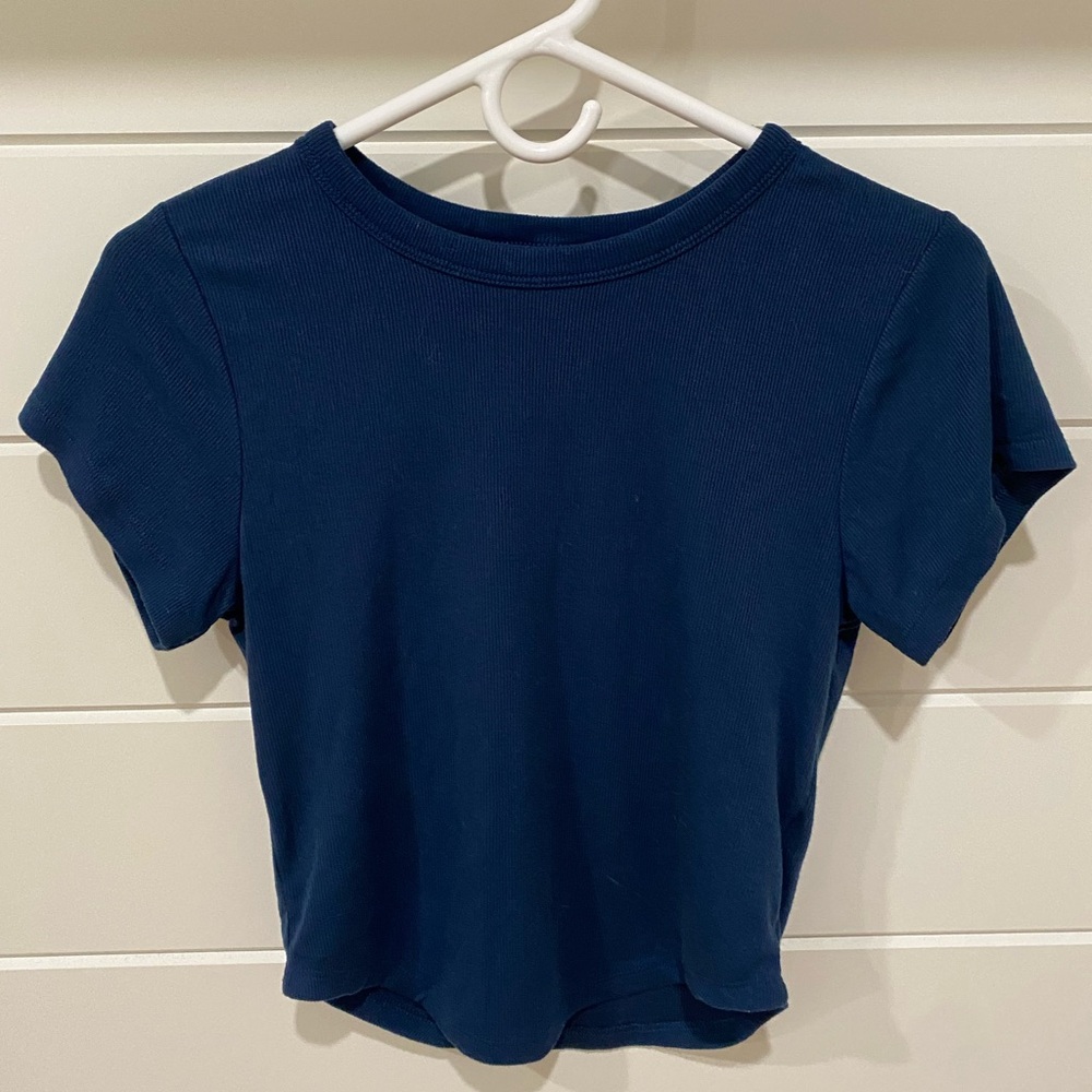 Old Navy Navy Blue Ribbed Cropped Top